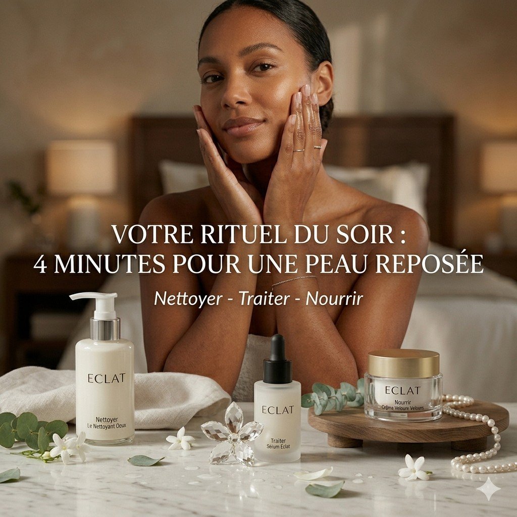 Rituel du soir ÉCLAT — nettoyer, traiter, nourrir